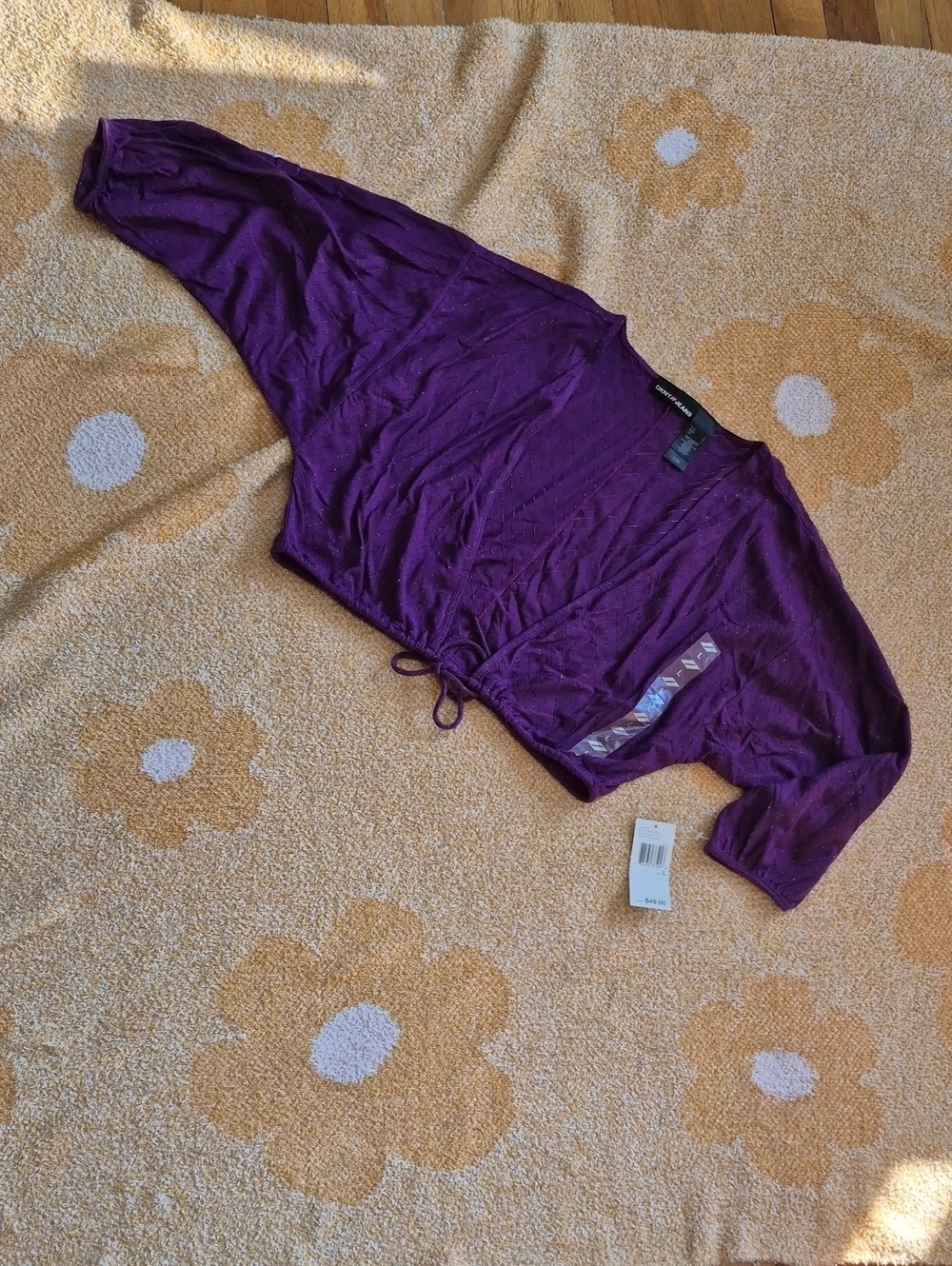 DKNY Jeans Purple Lightweight Open-Front Cardigan